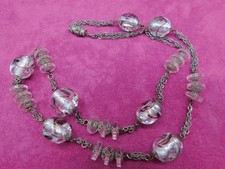 Vintage Venetian Murano Silver Foil Glass Bead Necklace