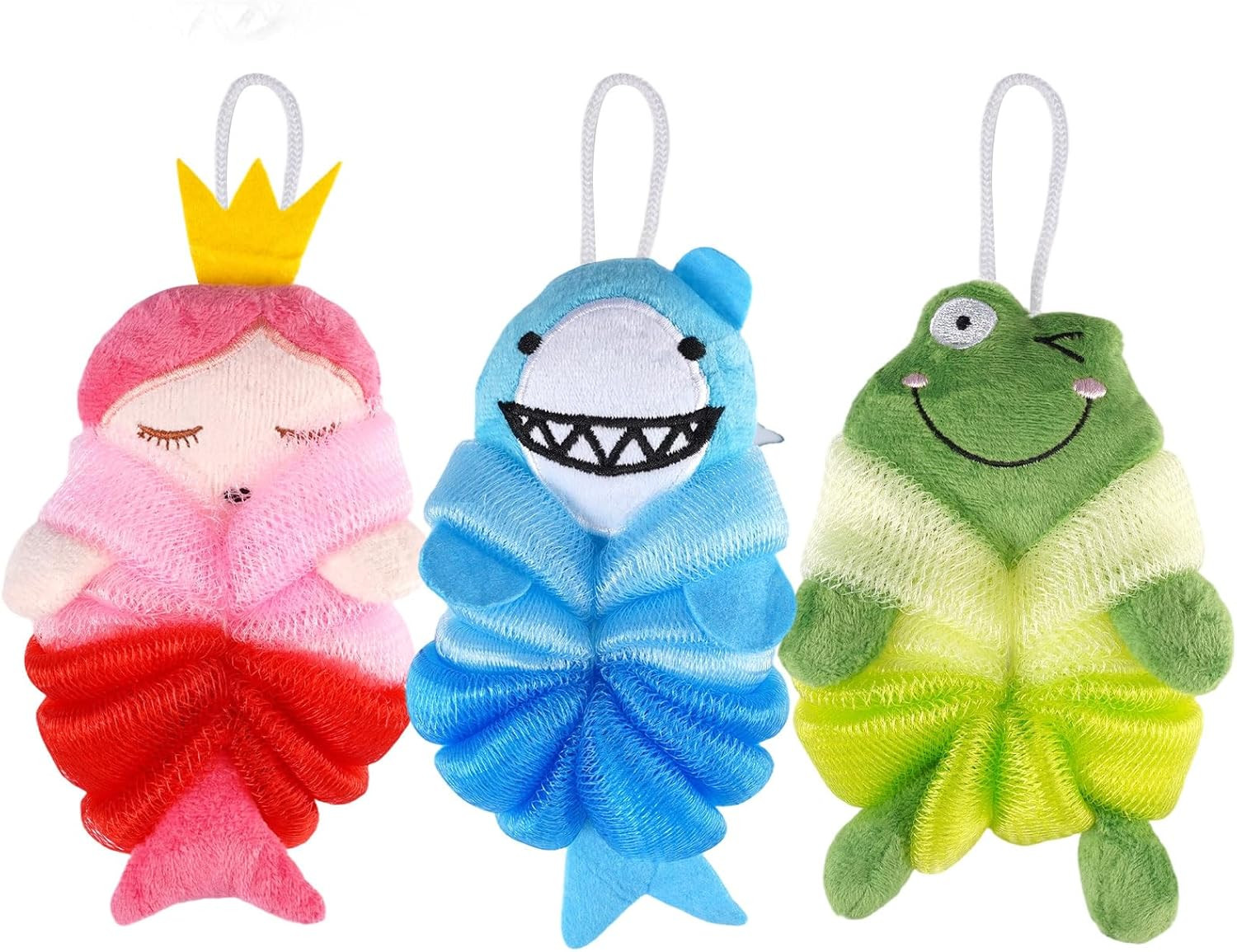 Éponges de bain bébé anti-irritation lot de 3 fleurs de douche lavables en maille douce