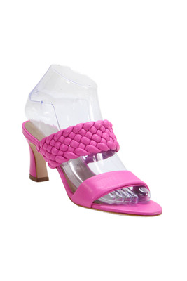 Bernando Womens Leather Braided Slip-On Mid-Heeled Sandals Pink Size 6
