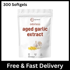 Odorless Garlic 7500mg Per Servings, 300 Softgels | 2 Years Aged Garlic Extra...