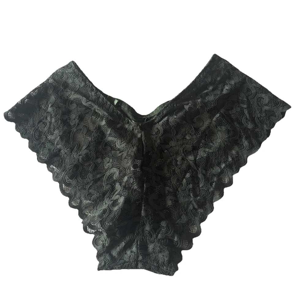 NUEVO Bragas Cheeky BoyShort Talla L Encaje Verde Con Herrajes Tono Dorado Foto 4 de 4