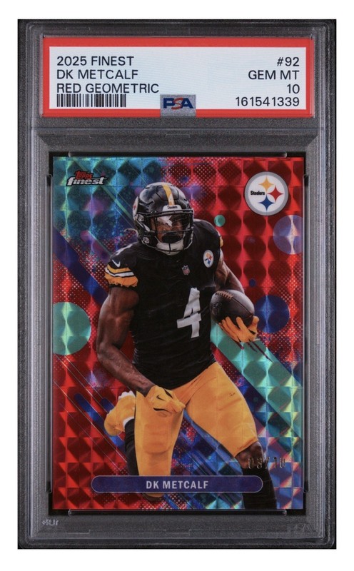 2025 Topps Finest Football Steelers DK Metcalf Red Refractor /10 Pop1 PSA10