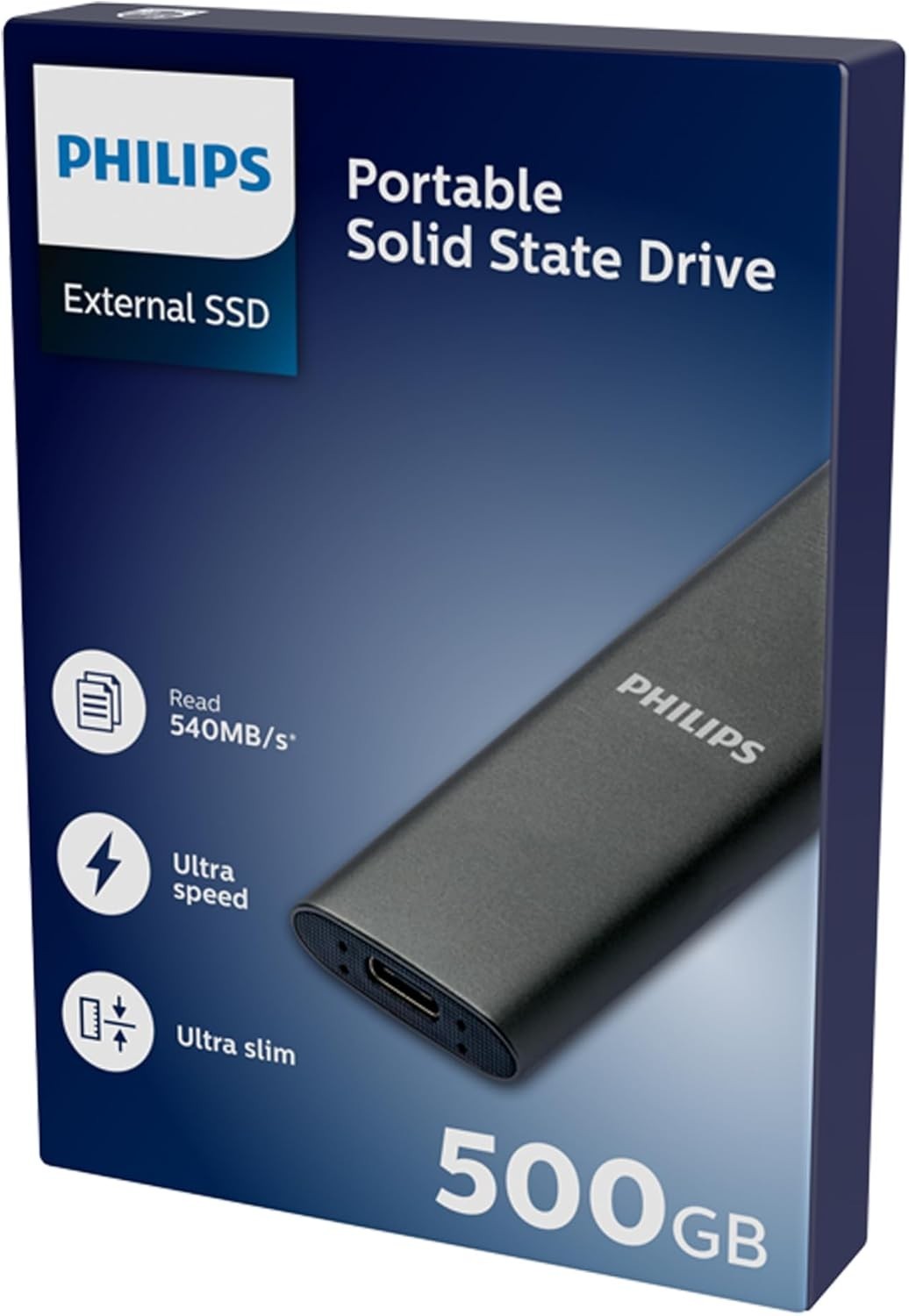 Philips 500GB External SSD USB 3.1 / 3.2 Portable High Speed Drive FM50SS031P/00