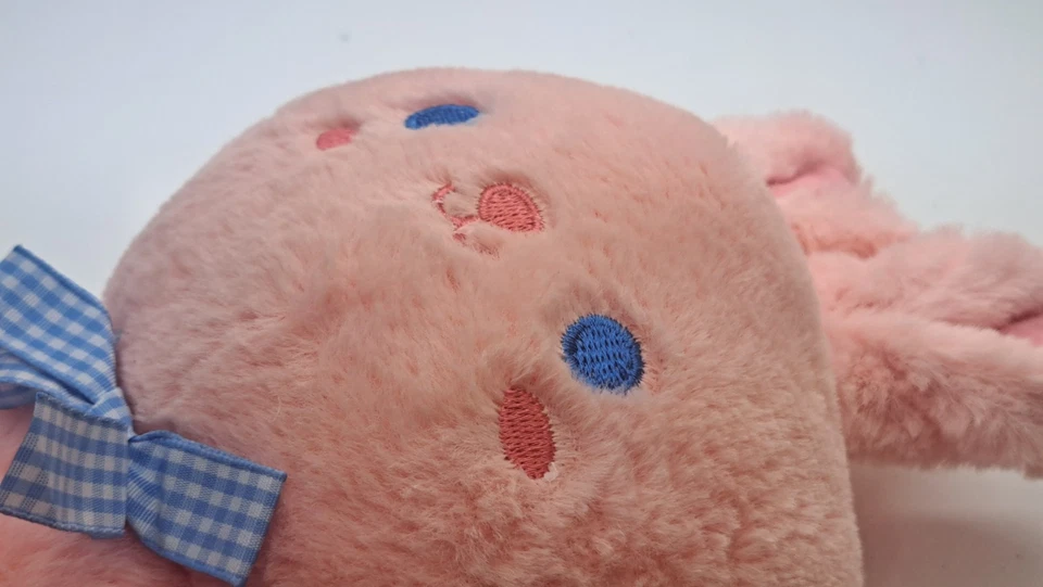 Juguete de peluche de conejo rosa conejo azul arco de guinga esponjoso 11" Foto 4 de 4