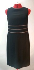 Lauren Ralph Lauren Dress Lambs Leather Detail Black Lined Sleeveless Size 12