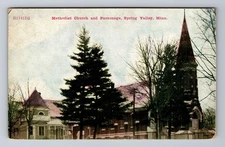 Spring Valley MN-Minnesota, Methodist Church & Parsonage Vintage Postcard