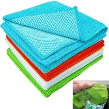 4 Pc Microfiber Cleaning Cloths Mesh Scouring Scrub Dish Car Wash Drying Towels