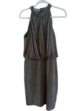 Vince Camuto Metallic Woman’s Halter Dress Size 12 Black Silver Cocktail Party