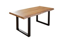 Esstisch Baumkante Massiv Akazie Naturfarben 240X100 U-Gestell Schwarz Utrecht