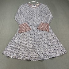 Loft Women's 4 Chiffon Blue Floral A-Line Dress Long Sleeve Bell Sleeve Zip Back