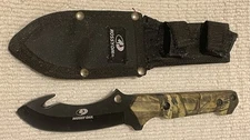 Mossy Oak Camo Hunting Fishing Knife Gut Hook W/ Sheath 9.5” UNUSED 4.25” BLADE!