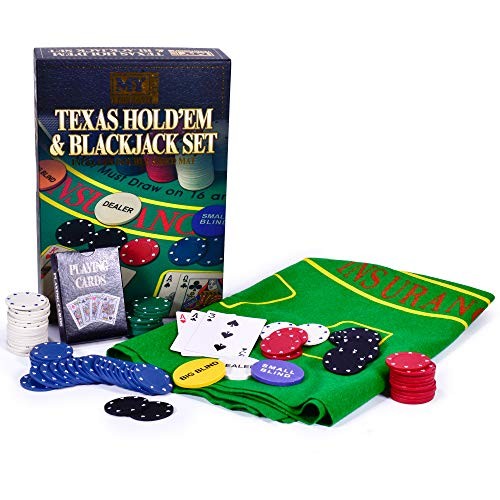 M.Y Texas Hold'em Poker & Blackjack Set - Includes Poker  Assorted sizes 