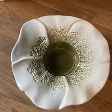 Pretty Honiton Pottery Bowl/tea Light Holder Flower Design Green Glaze
