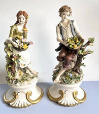 Stunning Vintage Pair Italian Ester Capodimonte Porcelain Hand Painted Figurine