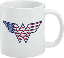 Wonder Woman USA American Flag Logo Licensed Ceramic Coffee Mug Gift 11 OZ