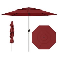 10 ft 3-tier Vented Patio Umbrella Large Market Table Umbrella Outdoor Sun Shade