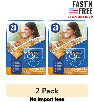 (2 pack Purina Cat Chow Complete High Protein Dry Cat Food Real Chicken 20lb-New