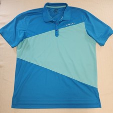 Oakley Men's Regular Fit Polo Shirt XL/TG Blue/Teal Colorblock Short Sleeve