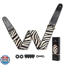 WELAIYOOUQ Guitar Strap, Woven Guitar Straps with Double Vegetable-Tanned Cow