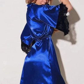 Sleepwear Women's Satin Nightgown Sexy Lace Cami Dress Sheer Gown Kimono Robe