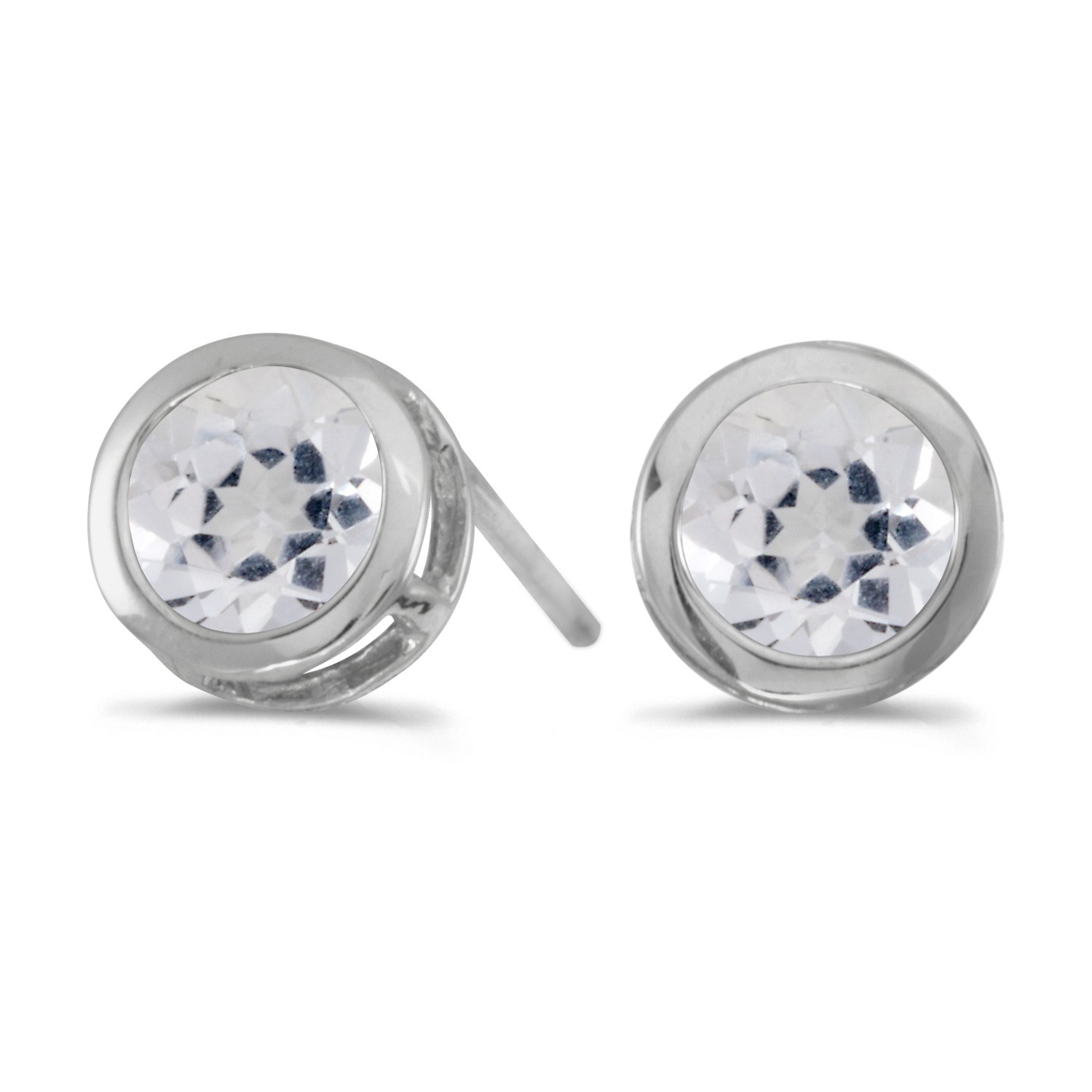 LXR 14 карат Белый топаз Weigold Rund Zargenfassung Stecker Ohrringe 096 карата 79690₽