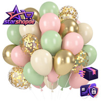 Luftballons 30 StüCk Retro Rosa GrüN Beige Metallic Gold Konfetti Party Deko