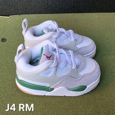 Nike Air Jordan J4 RM Baby Sneakers White Green Gray Leather Mesh 4C