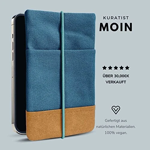 Moin Padded Canvas Phone Sleeve with Rubber Closure - Handmade Phone Case - Picture 8 of 8