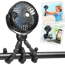 snawowo Mini Portable Baby stroller Fan, Battery Operated Medium, U-Black