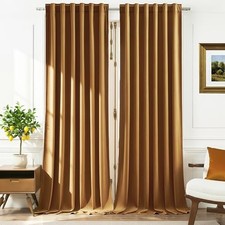 Velvet Curtains 90 inches 2 Panels, Light 52"W x 90"L Pack of 2 Gold Brown