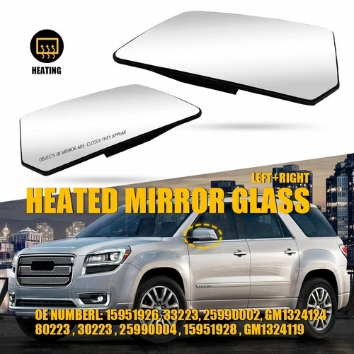 Left+Right Side Exterior Heated Mirror Glass For GMC Acadia Outlook Traverse EAC