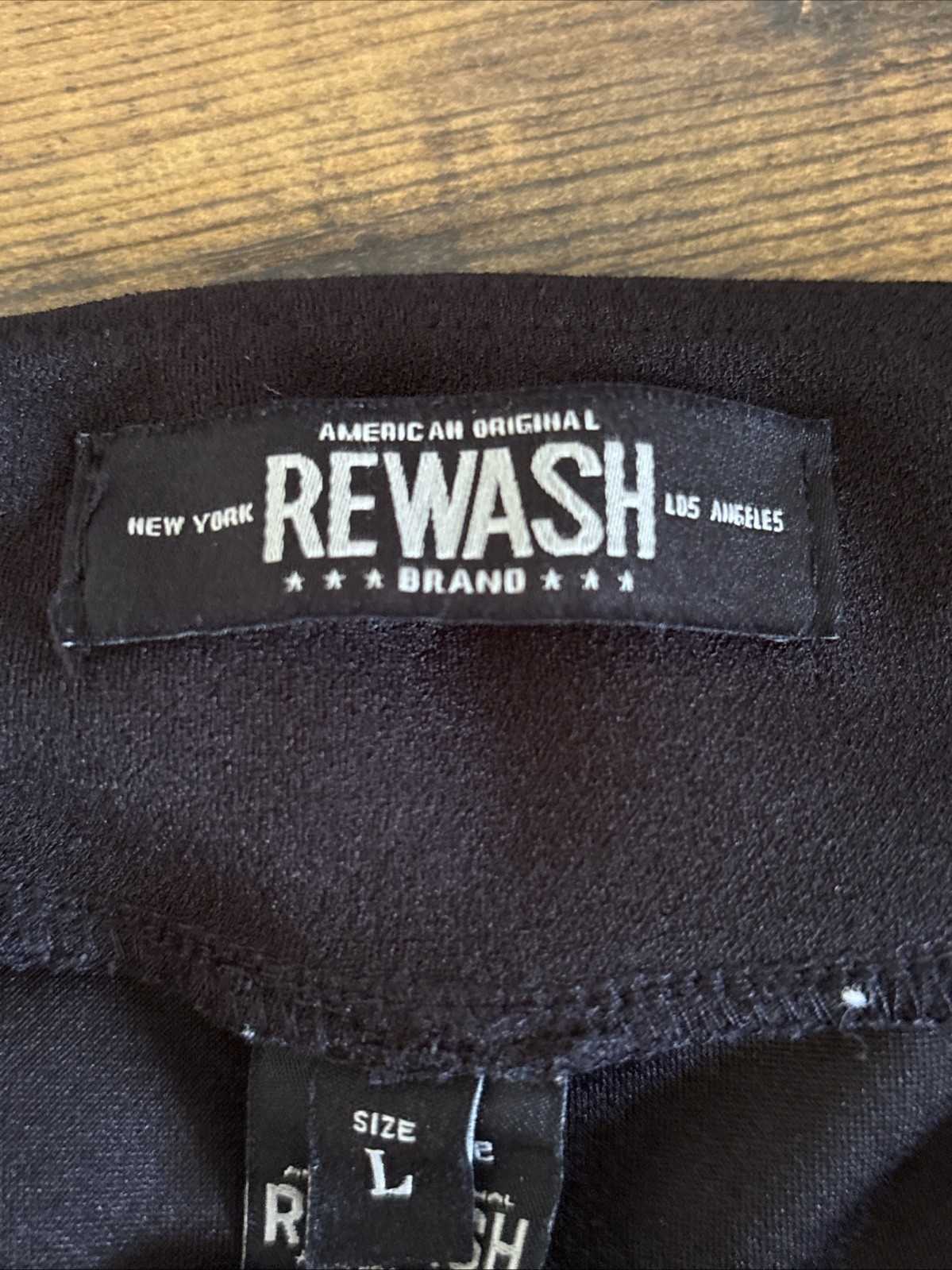 Rewash Dress Pants Womens L 9/11 Black Pleated Front High Rise Wide Flare Leg