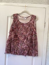 Roz & Ali Pink Purple Paisley Round Neck Sleeveless Tank Top Plus 2X EUC 