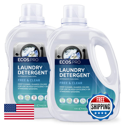 Ecos Pro Liquid Laundry Detergent 2 Ct Clear Concentrated Ideal For Commercial