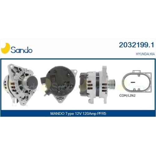 Alternateur Sando 2032199.1 fiabilise le système électrique de votre berline Hyundai