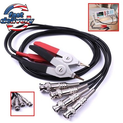 4-Wire Kelvin Clip Set with BNC Connectors   LCR Meter Test Leads for Component