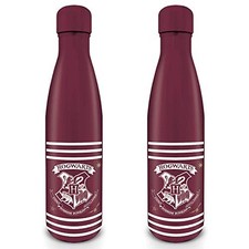 HARRY POTTER Metal Drinks Bottle Hogwarts Crest & Stripes 540ml - Official Merch