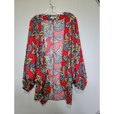 Red Floral Kimono Cardigan Size Medium New Without Tags