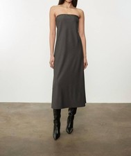 Enza Costa Easy Strapless Bias Dress Charcoal