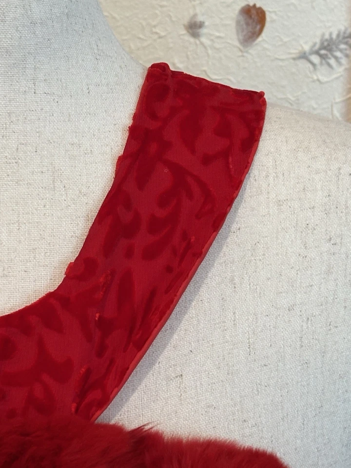 Карнавальный борделе платье театр костюм бархата выгорания меха отделки макси размер M/L - Изображение 4 из 4