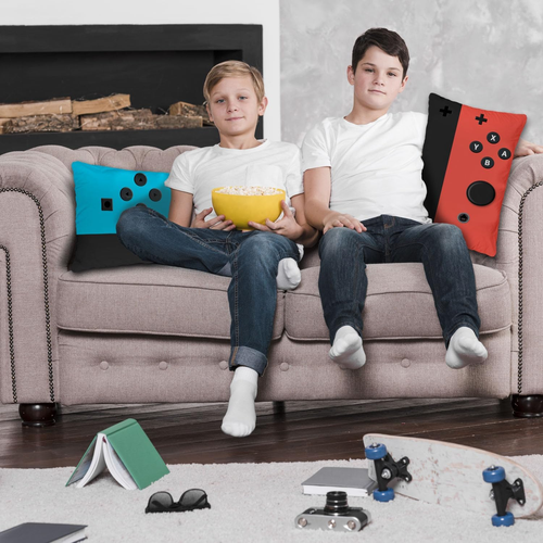 a Set of 2 Throw Pillow Cases- Gamer Gifts for Teen Boys - Soft Gaming Throw Pil - 第 4/5 張圖片