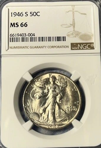 1946 S NGC MS66 Walking Liberty Silver Half Dollar
