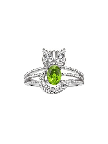 RYLOS CAT Ring with 7x5mm Oval Gemstone & Diamonds, Sterling Silver, Sizes 5-13 - Picture 22 of 29
