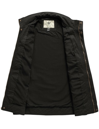 Chaqueta Militar WenVen Para Hombre Informal Lavada Algodón Chaqueta de Trabajo Ligero Otoño - Imagen 18 de 57