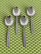Unknown Manufacturer CORSICAN Stainless 4 Teaspoons Scrolls Black Flatware