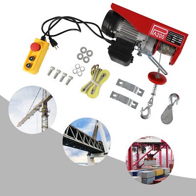 220LBS Electric Hoist Winch Engine Crane with Remote Control 110V