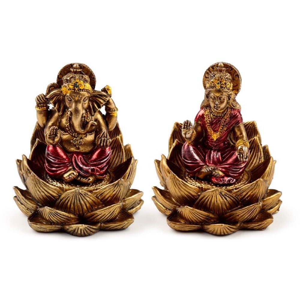 Decorative Ganesh & Lakshmi Set of 2 - Lotus - Diwali - Gift