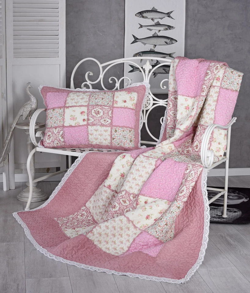 Tagesdecke Bettüberwurf Steppdecke Patchwork Patchworkdecke Landhausstil Decke - Bild 3 von 4