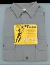 Men's 1960s NOS Tulane Grey Work Shirt Small 60s Vtg Deadstock Workwear