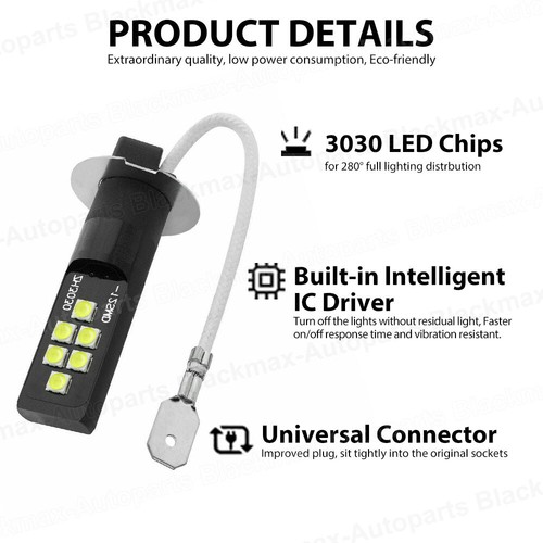 2x Bombillas antiniebla LED amarillas H3 Avanzadas 3030 SMD Lámpara de funcionamiento diurno - Imagen 2 de 9